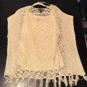 Crochet top with tank top attached under